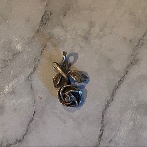 Silver Rose Flower Charm VTG